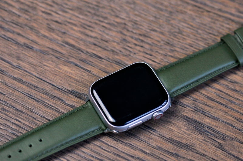 Olive Italian Calf Leather Strap for Apple Watch