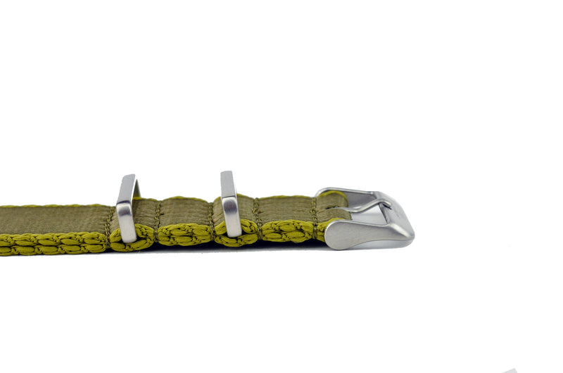 Olive Mustard Thin Seatbelt Nylon Watch Strap (Classic Length)