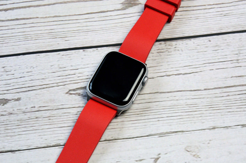 SMC Rubber Red Basic Vulcanized Rubber Strap for Apple Watch 42 44 45 49mm Rose Gold